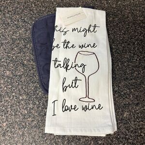 Wine themed Hand Towel and Oven Mitt